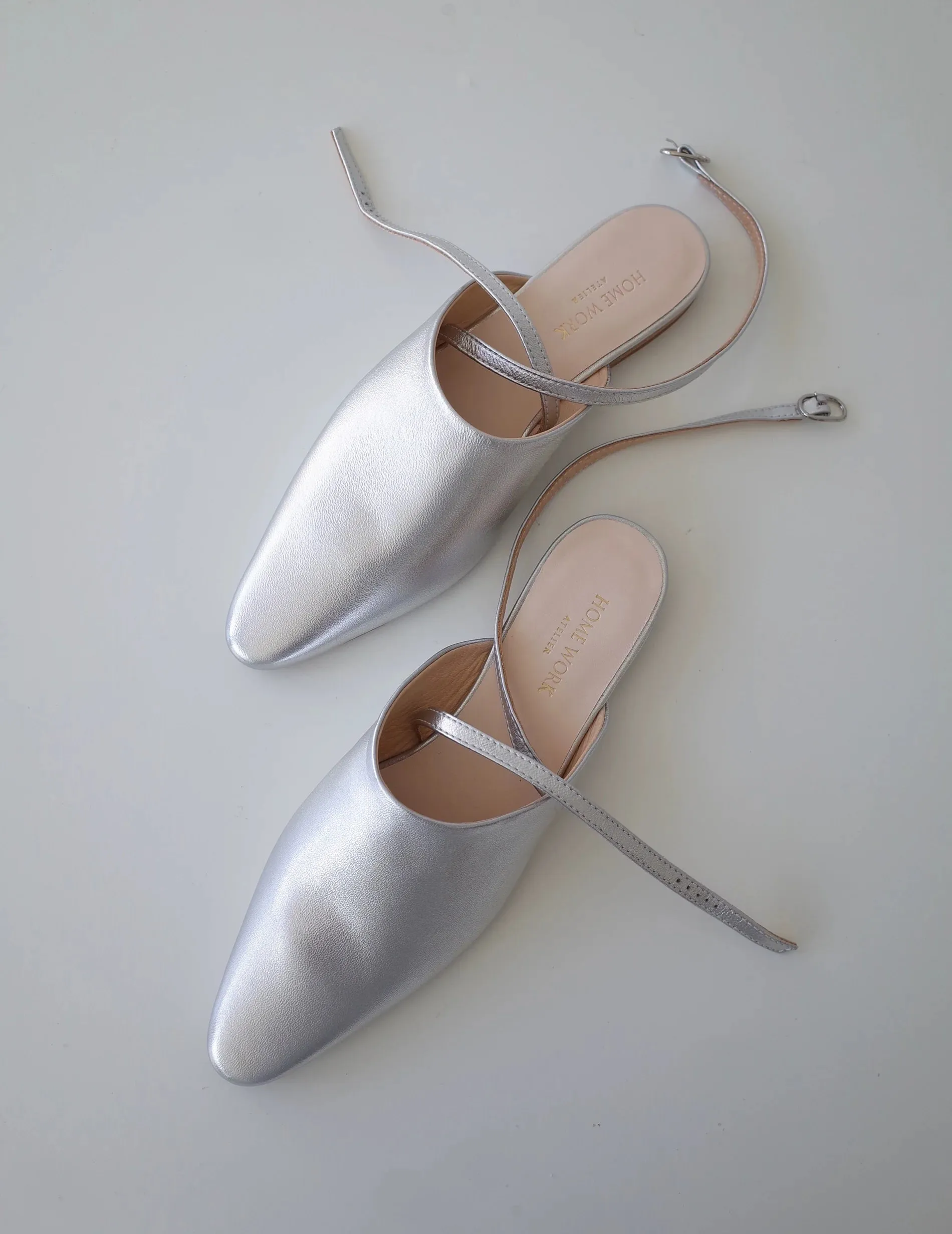 Silver Strap Mule Flats