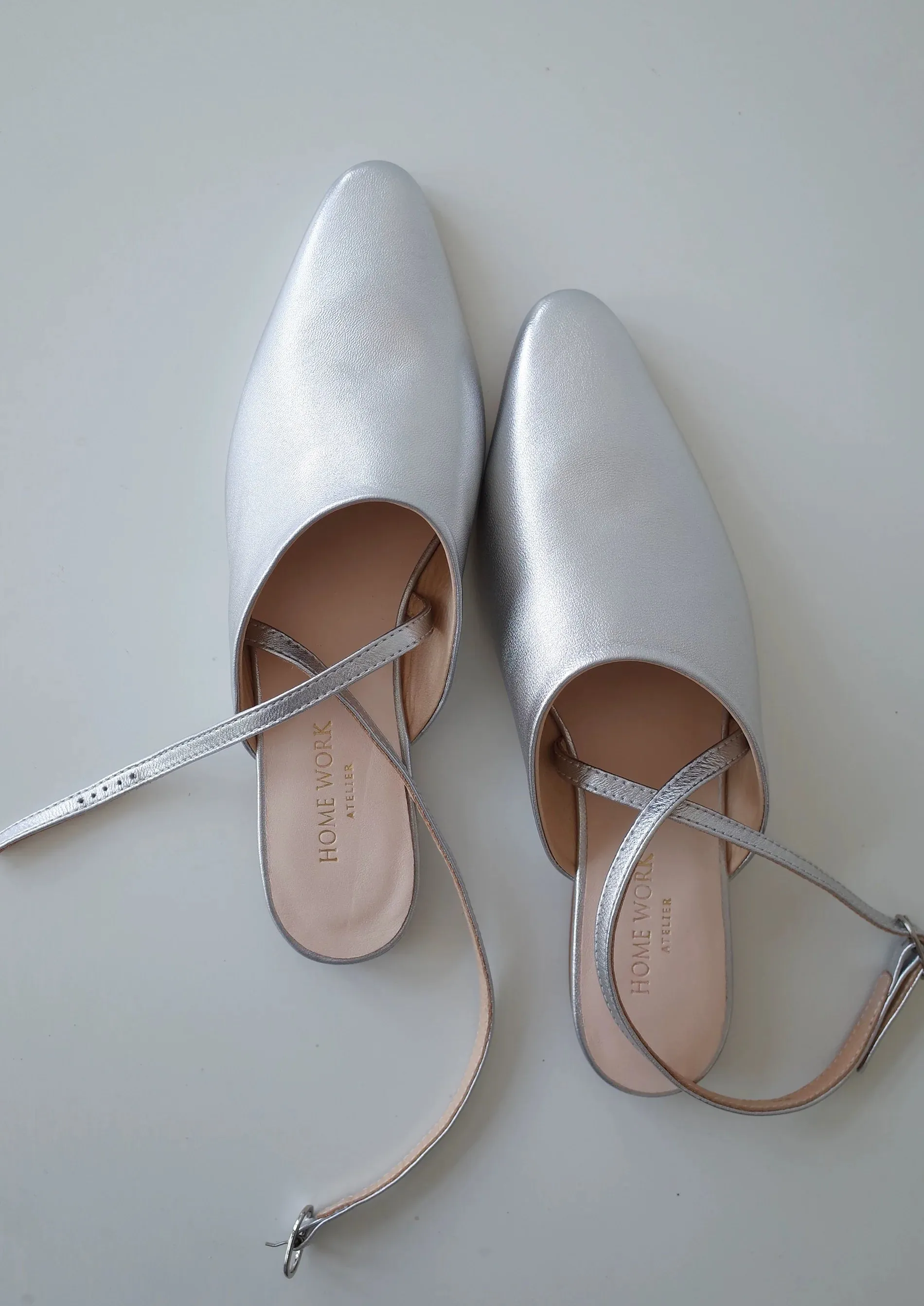 Silver Strap Mule Flats