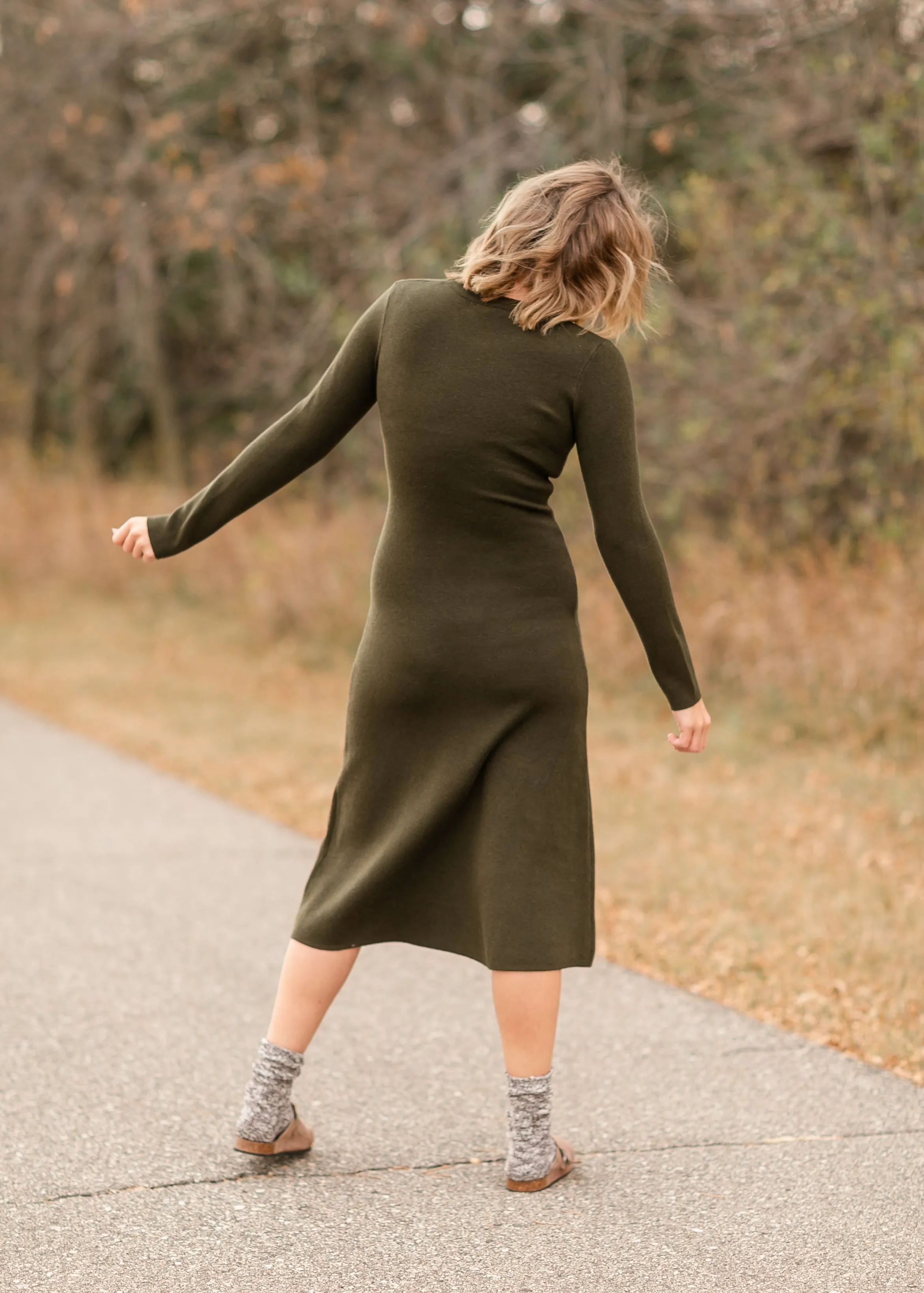 Soft Knit Long Sleeve Midi Dress - FINAL SALE