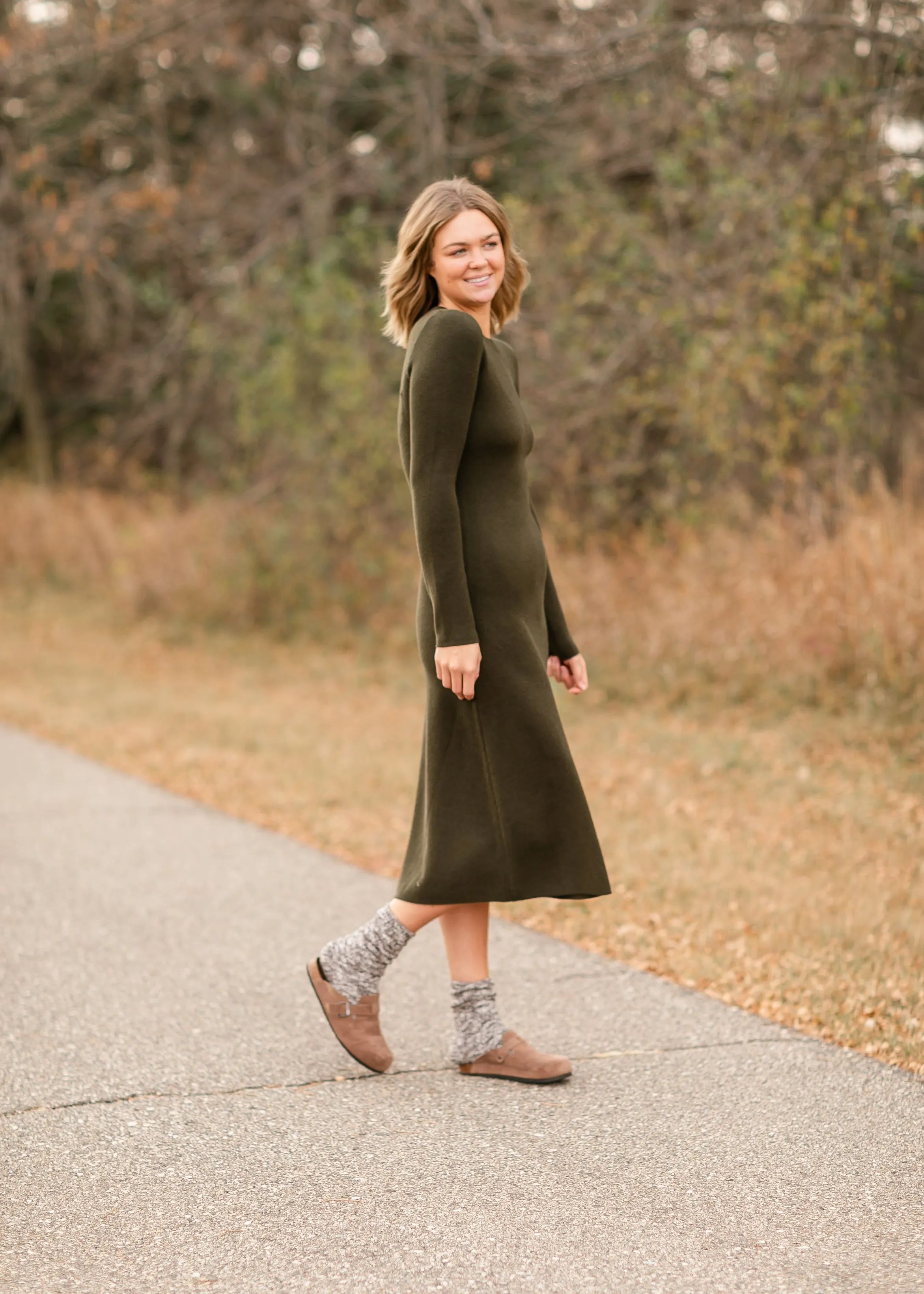 Soft Knit Long Sleeve Midi Dress - FINAL SALE