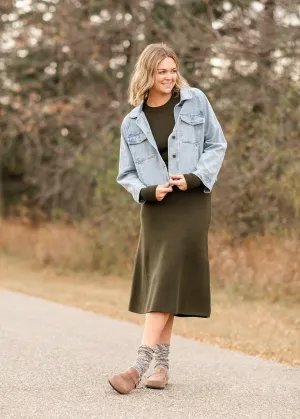 Soft Knit Long Sleeve Midi Dress - FINAL SALE