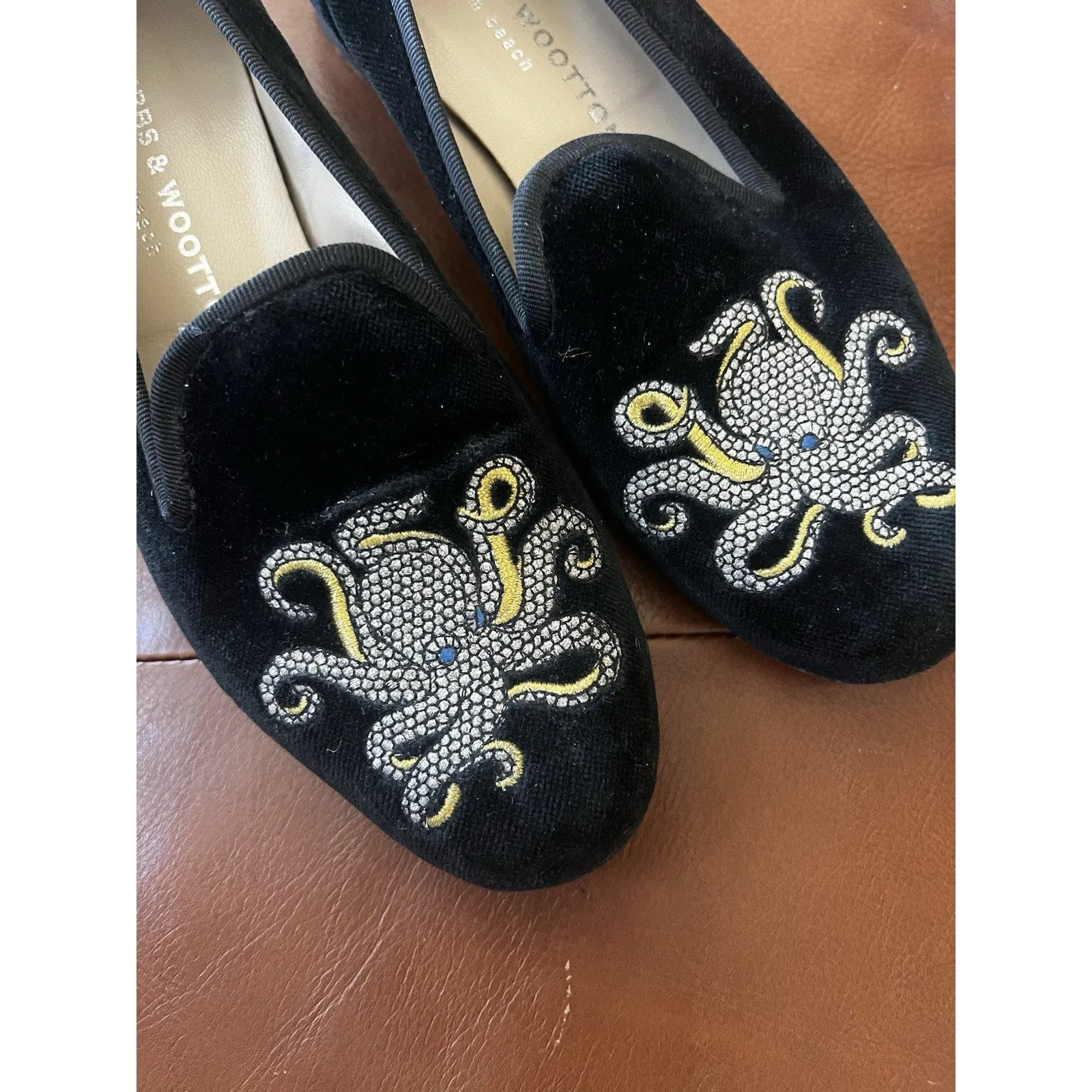 Stubbs & Wootton Women's Black Velvet Octopus Loafers – 6