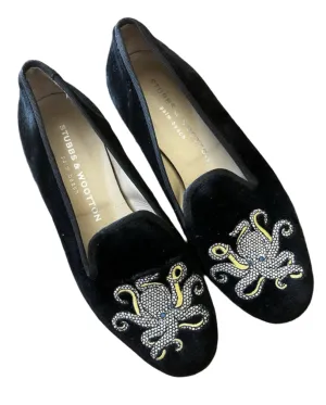 Stubbs & Wootton Women's Black Velvet Octopus Loafers – 6