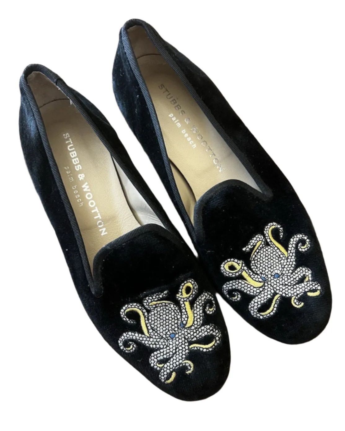 Stubbs & Wootton Women's Black Velvet Octopus Loafers – 6