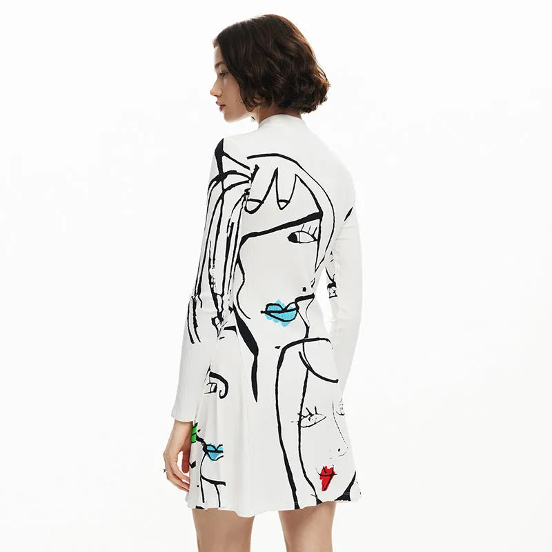 Stylish Printed Long-Sleeved Casual Dress for Effortless Everyday Elegance