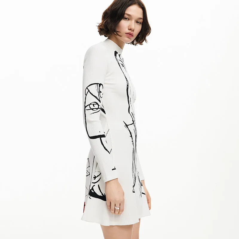 Stylish Printed Long-Sleeved Casual Dress for Effortless Everyday Elegance