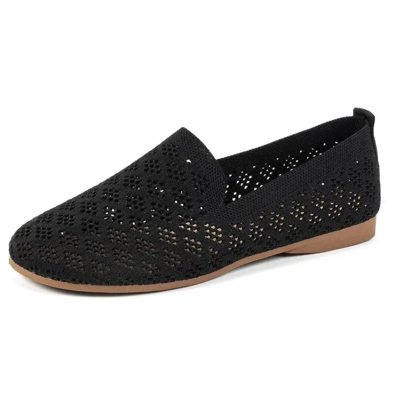 Summer Mesh Fabrics Breathable Flats Women Shoes Ventilate Lace Leisure Loafers Mom Shoes Comfort Casual Light Sneakers
