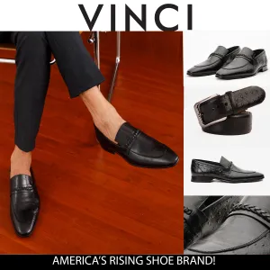 The Johannesburg Black Leather Dress Loafer Men  Shoe