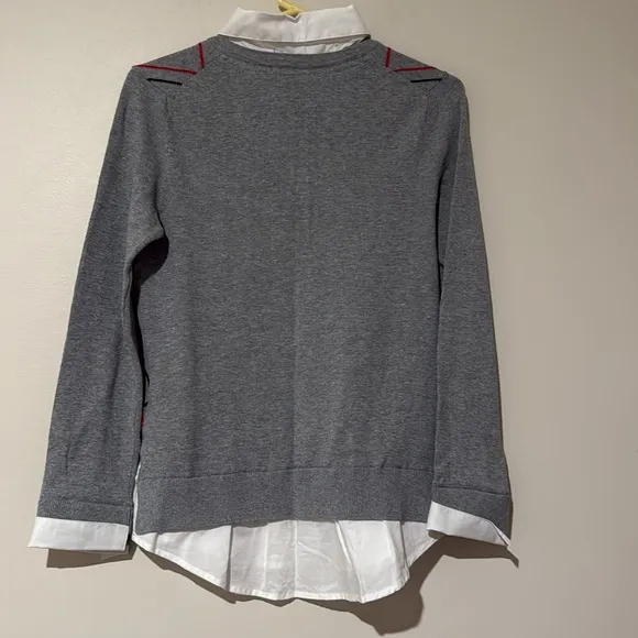 Tommy Hilfiger Womens Gray Argyle Layered-Look Pullover Sweater NWT size XS