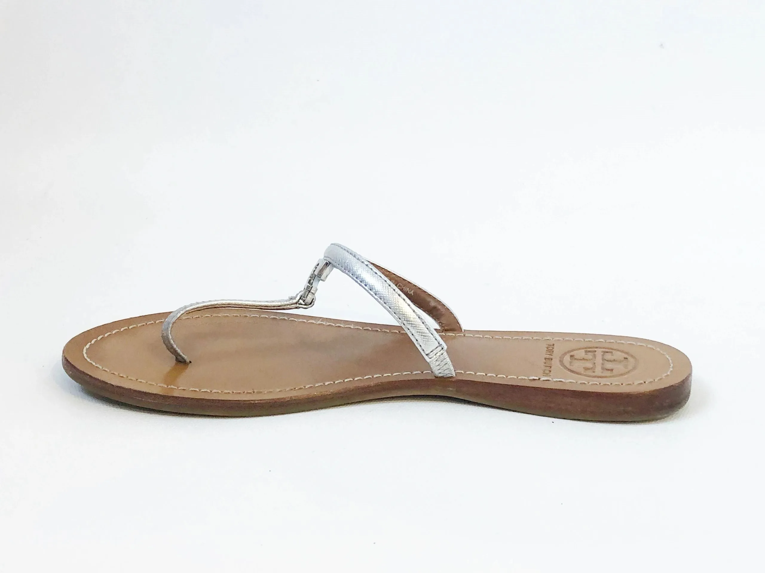 Tory Burch Silver Flip-Flops Size 8