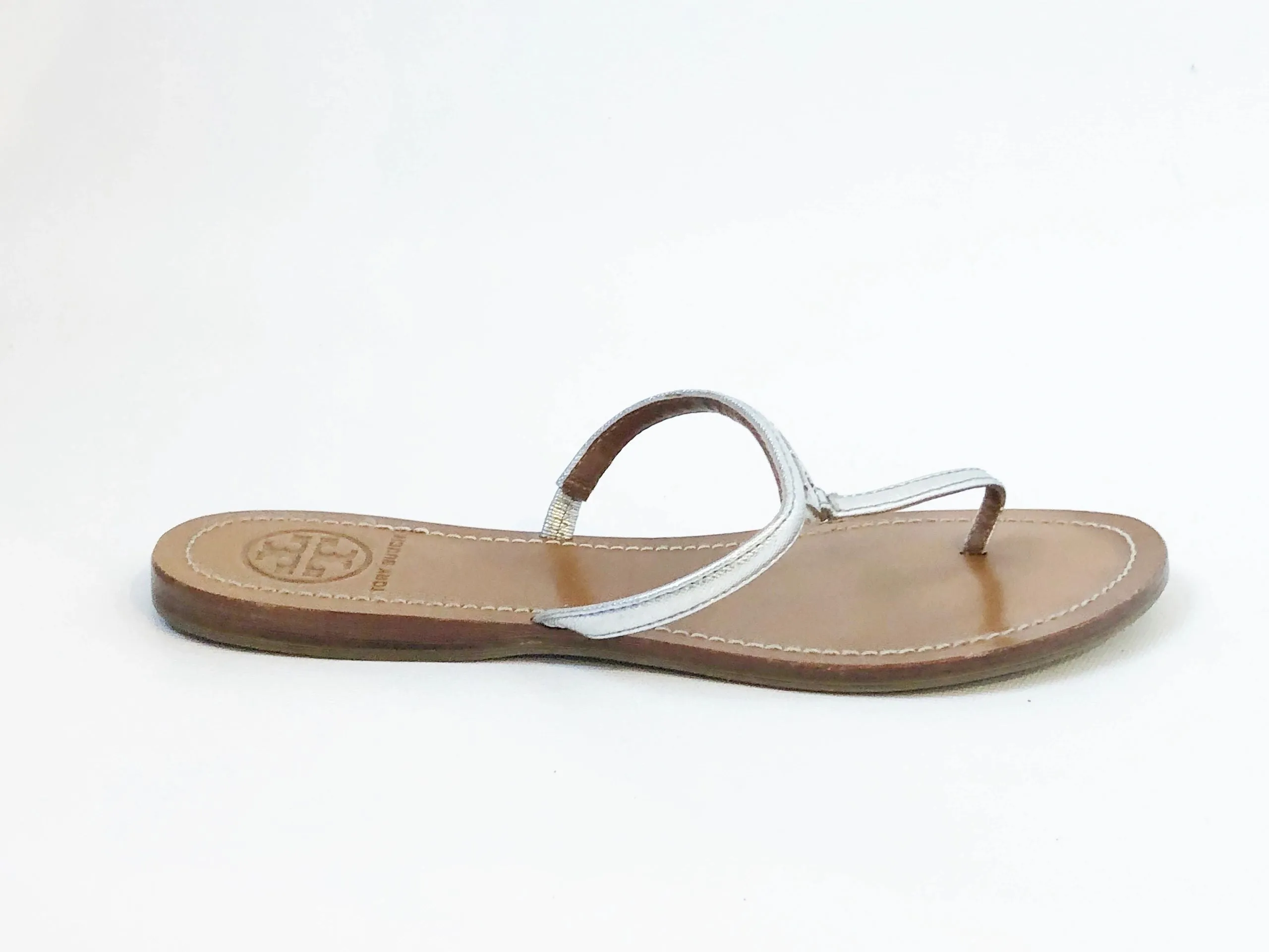 Tory Burch Silver Flip-Flops Size 8