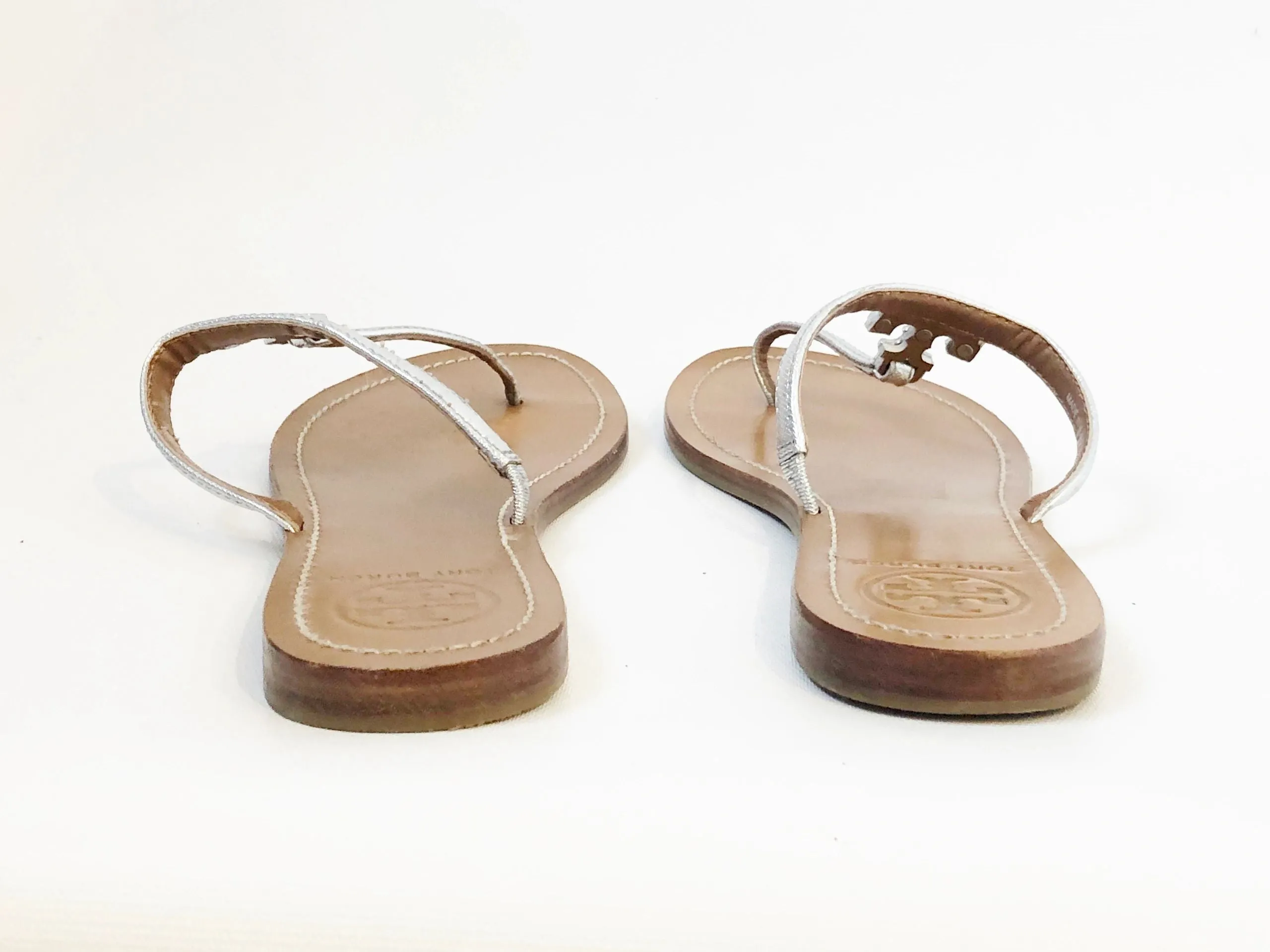 Tory Burch Silver Flip-Flops Size 8