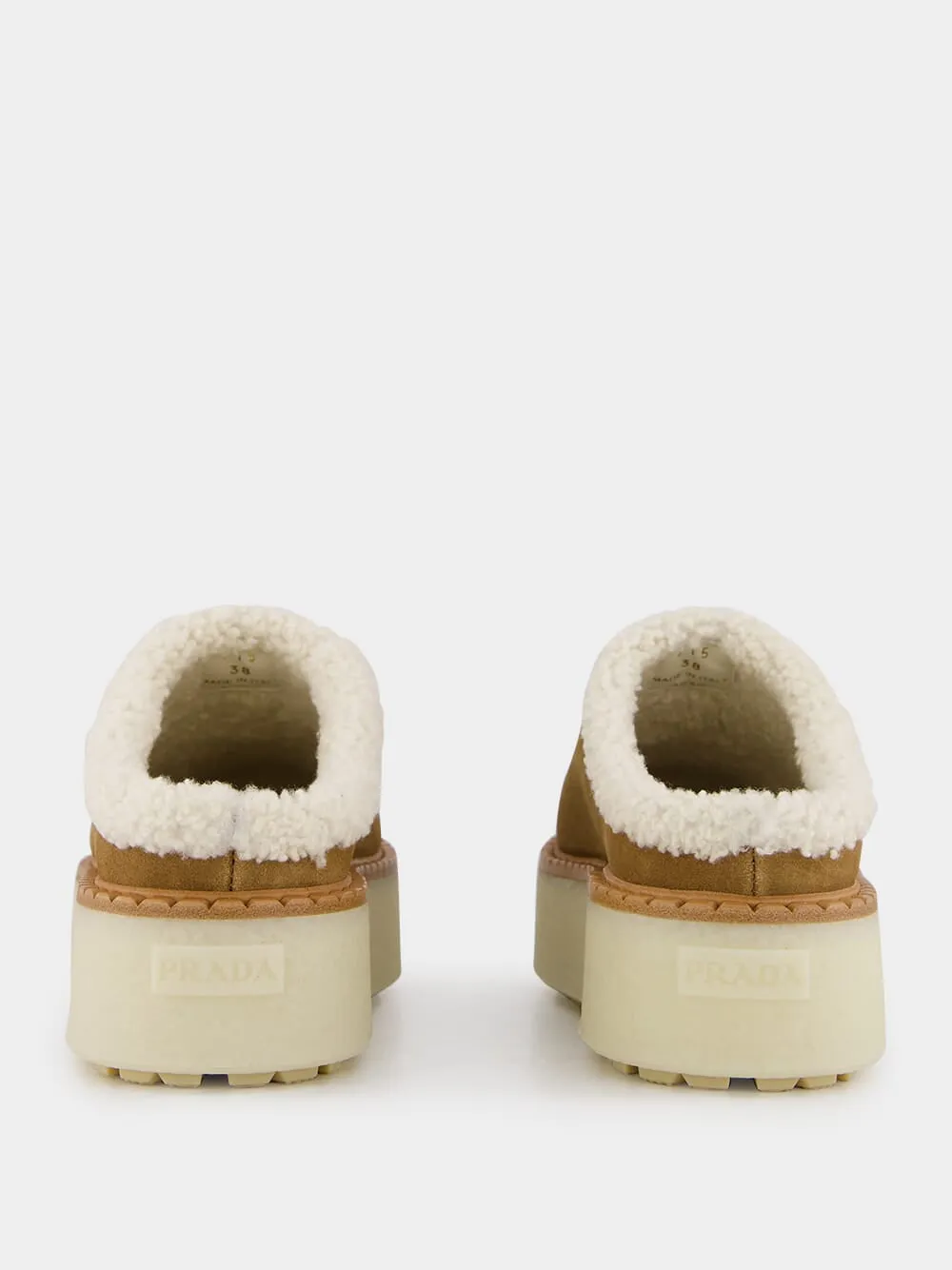 Triangle-Logo Shearling-Lined Slippers