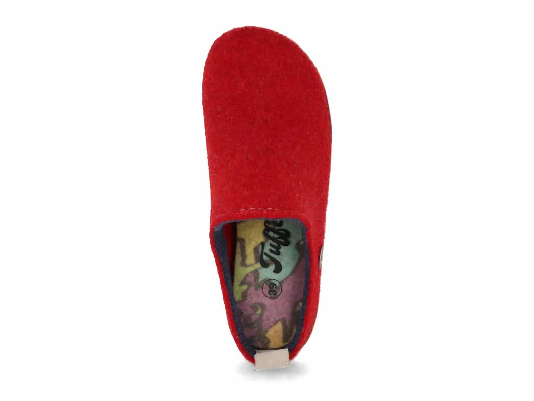 Tuffeln® modern Women's Felt Clogs «Rasant», red