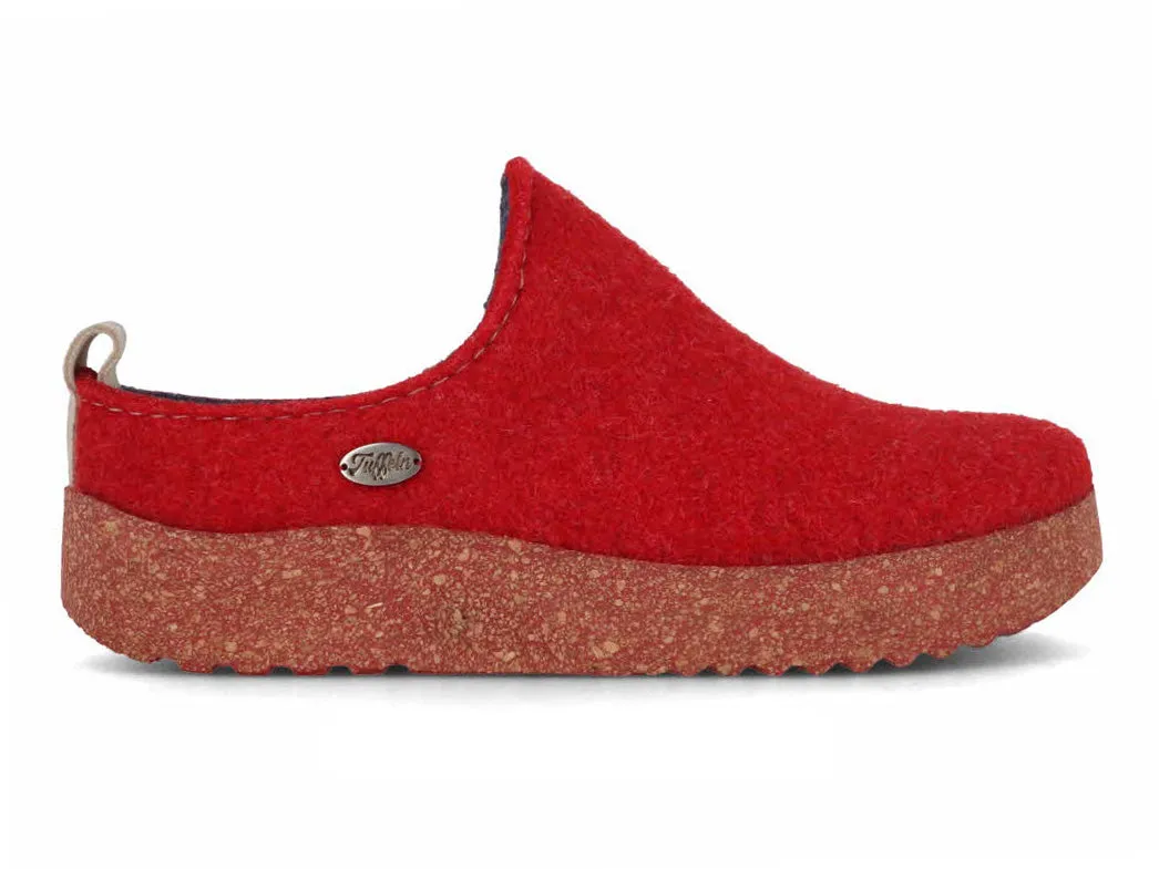 Tuffeln® modern Women's Felt Clogs «Rasant», red