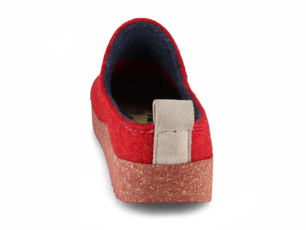 Tuffeln® modern Women's Felt Clogs «Rasant», red