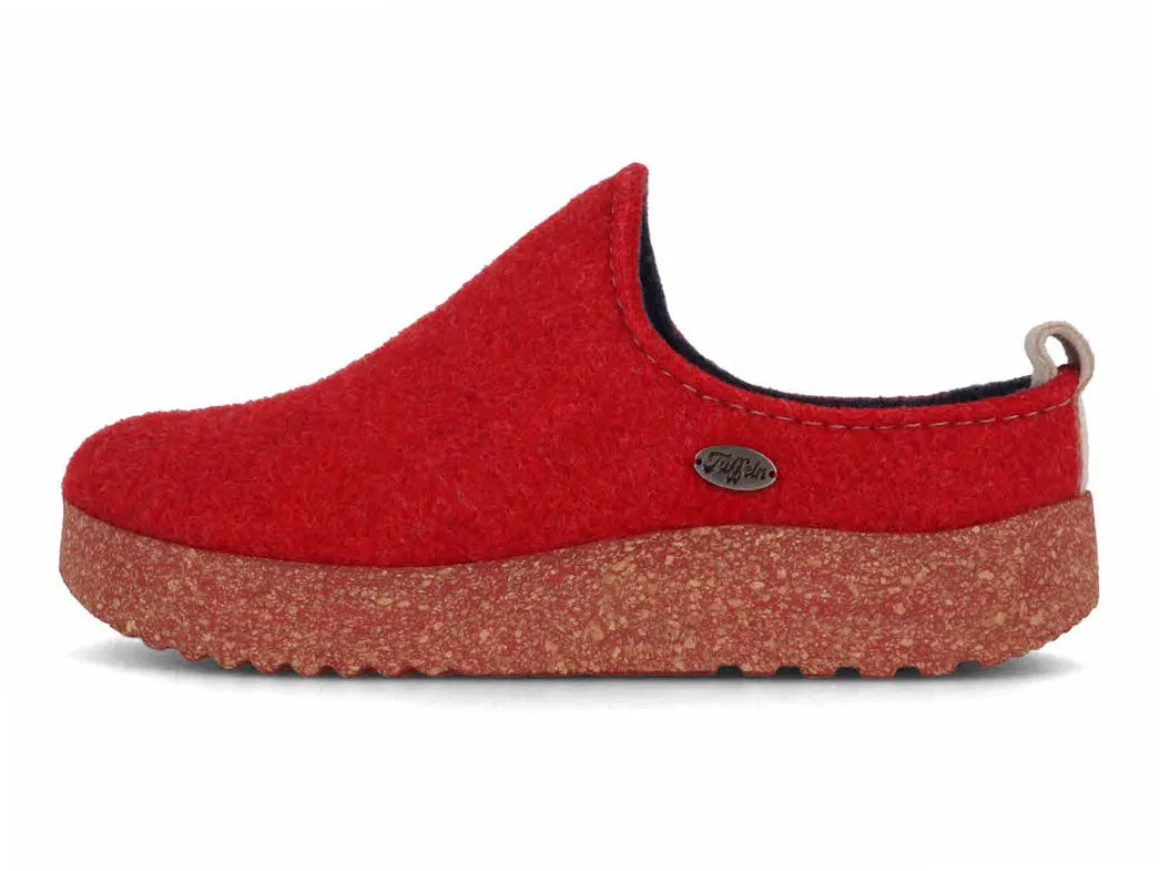 Tuffeln® modern Women's Felt Clogs «Rasant», red