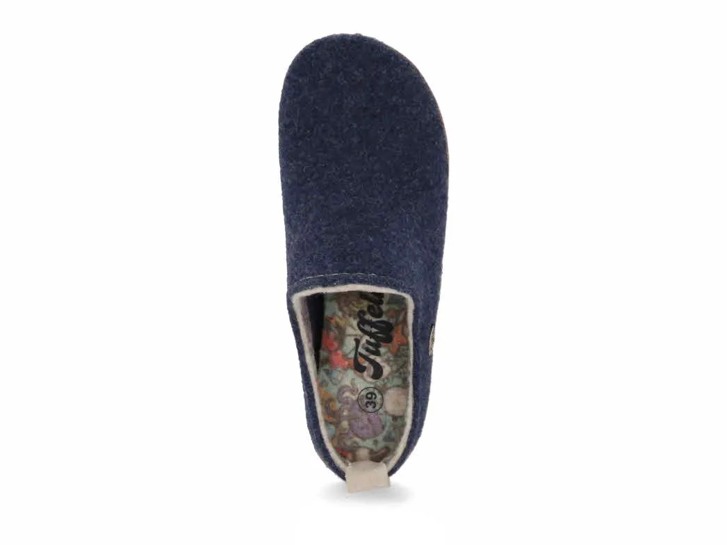 Tuffeln® modern Wool Felt Clogs «Rasant», blue