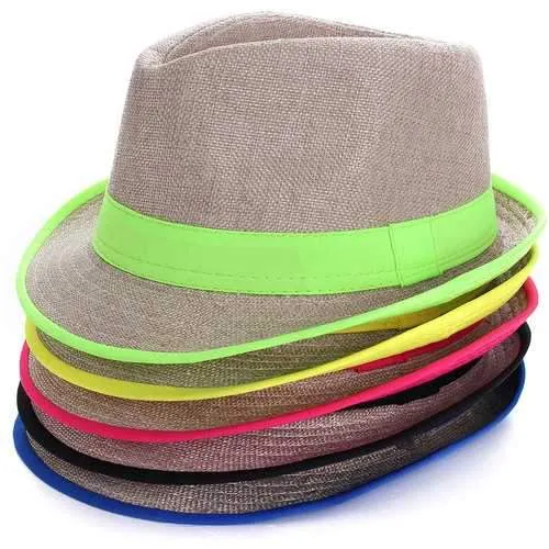 Unisex Men Women Panama Fedora Sun Cap Trilby Straw Gangster Beach Jazz Hat