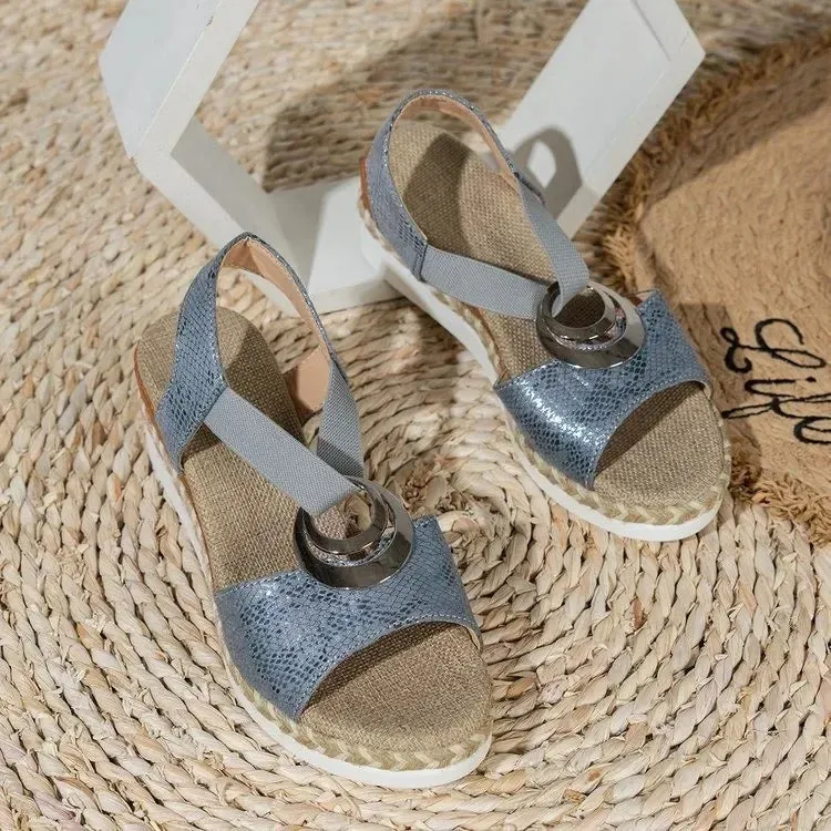Velvet Shoes Med High Heel Sandal for Women Open Toe Suit Female Beige Large Size Clogs Wedge Muffins shoe Buckle Strap Suede Me