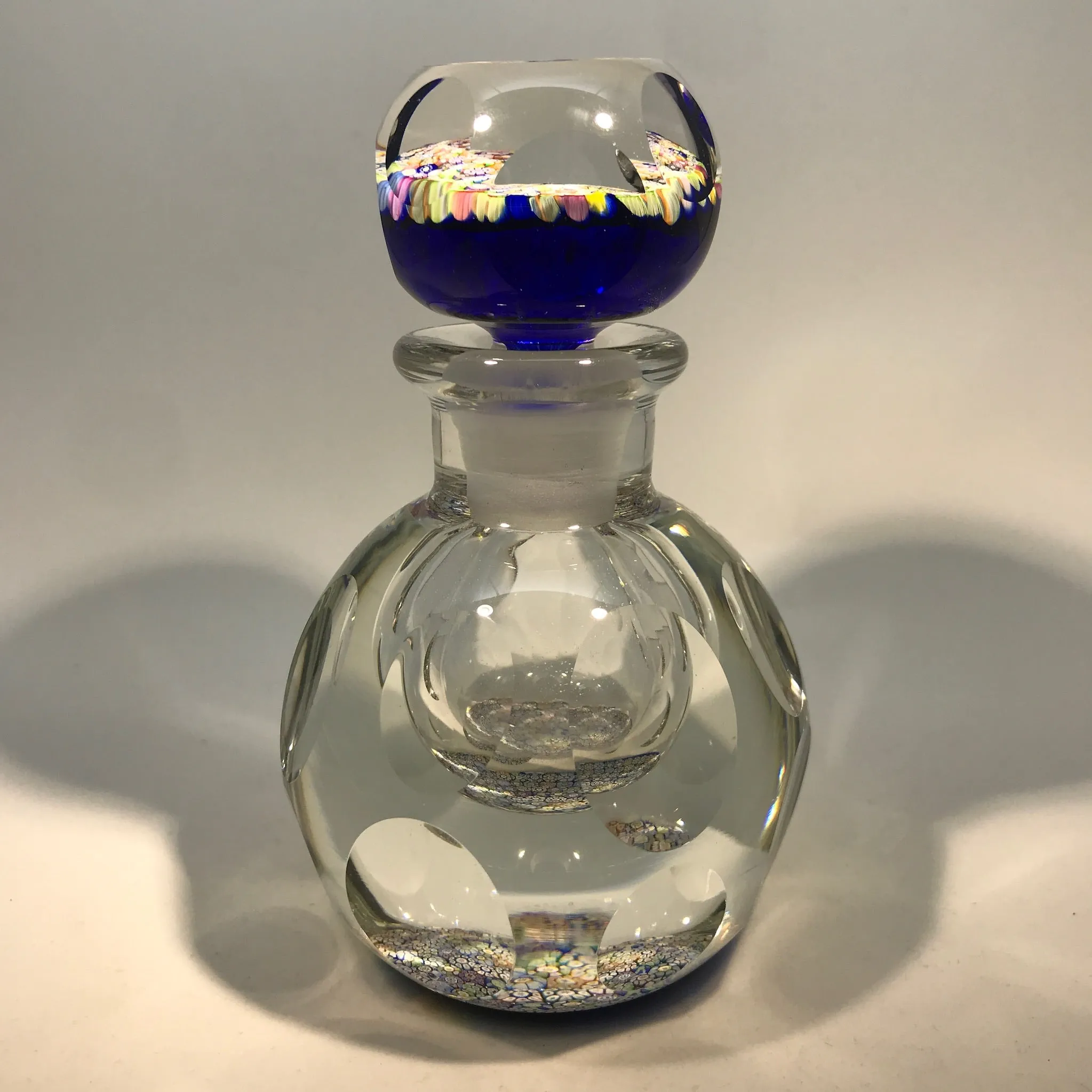 Vintage Perthshire Art Glass Paperweight Bottle Faceted Closepack Millefiori