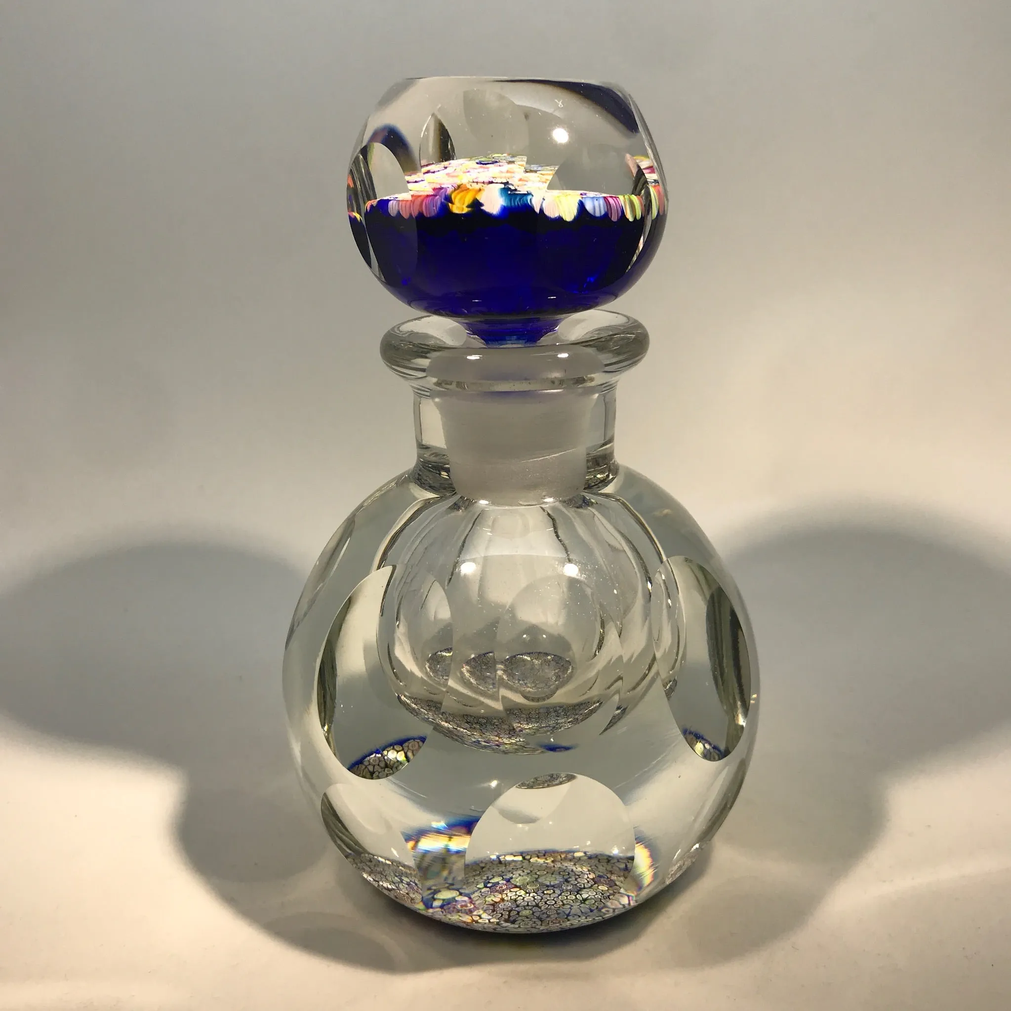 Vintage Perthshire Art Glass Paperweight Bottle Faceted Closepack Millefiori