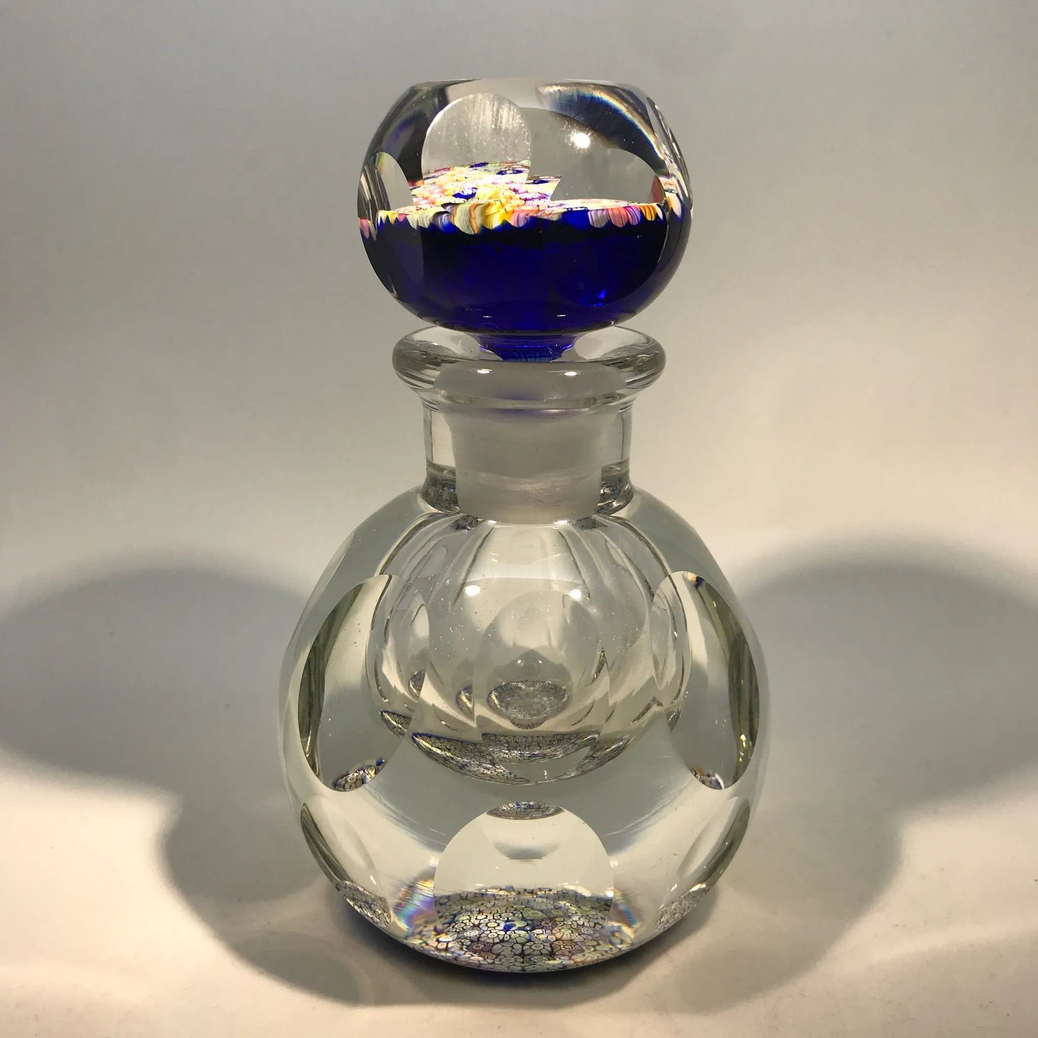 Vintage Perthshire Art Glass Paperweight Bottle Faceted Closepack Millefiori