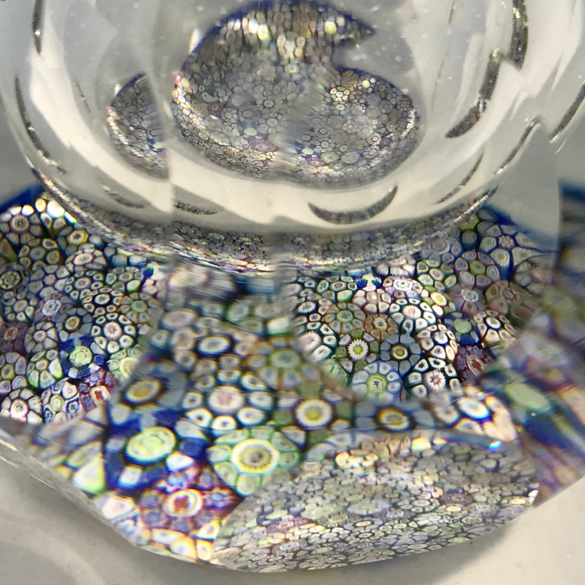 Vintage Perthshire Art Glass Paperweight Bottle Faceted Closepack Millefiori