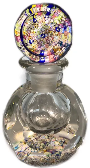 Vintage Perthshire Art Glass Paperweight Bottle Faceted Closepack Millefiori