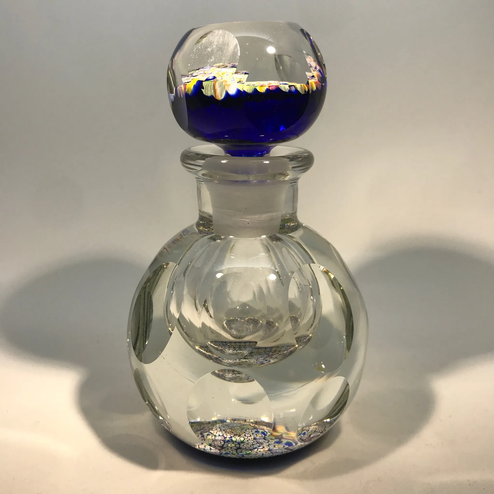 Vintage Perthshire Art Glass Paperweight Bottle Faceted Closepack Millefiori