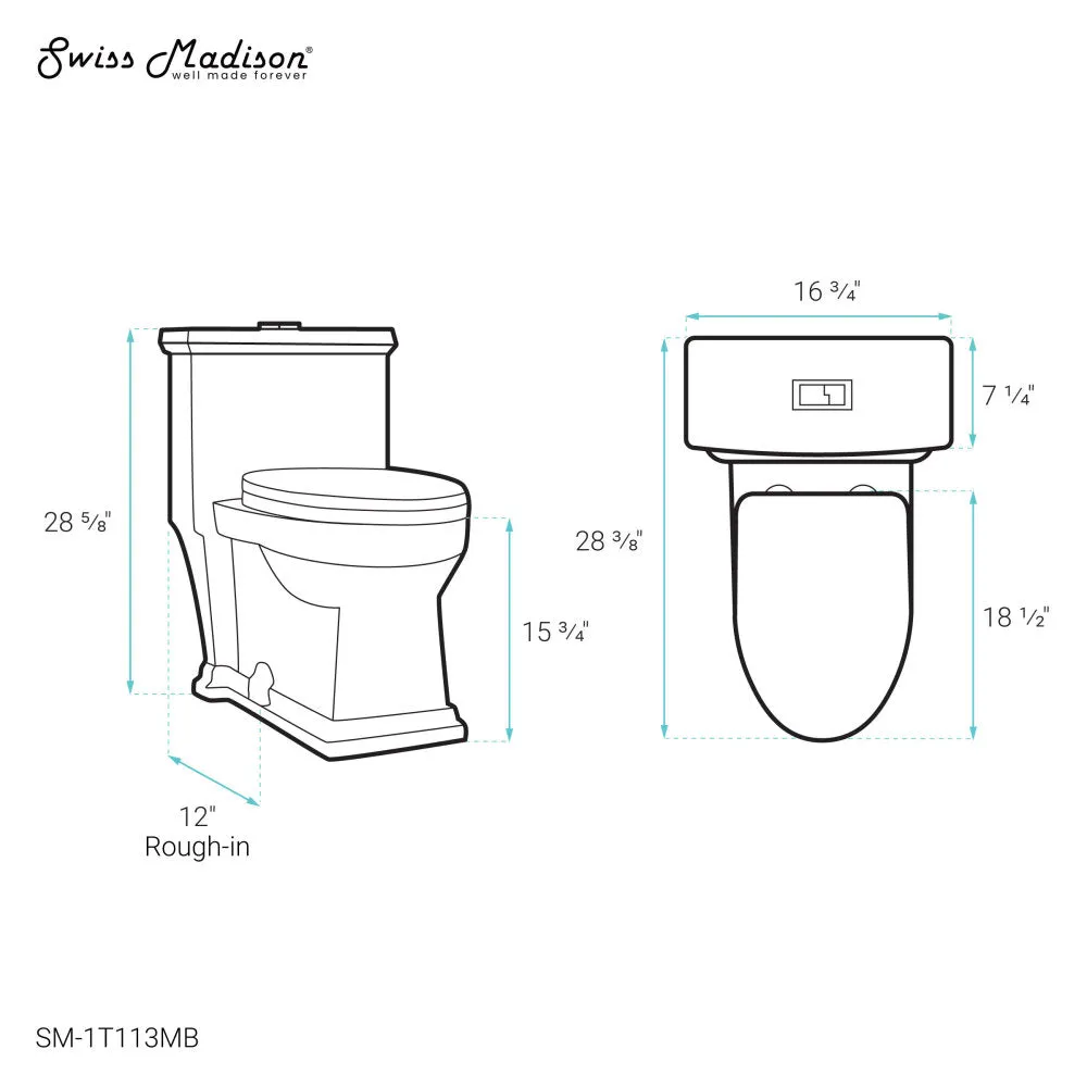 Voltaire One-Piece Elongated Toilet Dual-Flush 1.1/1.6 gpf in Matte Black