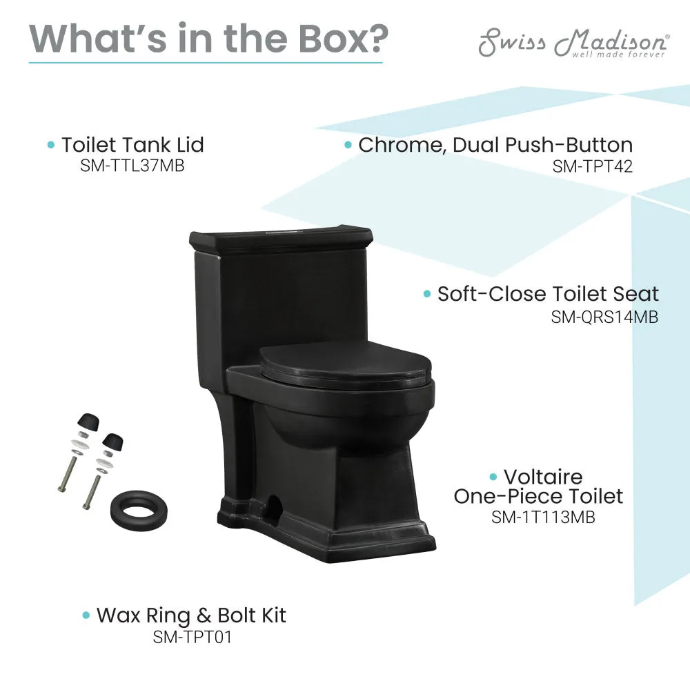 Voltaire One-Piece Elongated Toilet Dual-Flush 1.1/1.6 gpf in Matte Black
