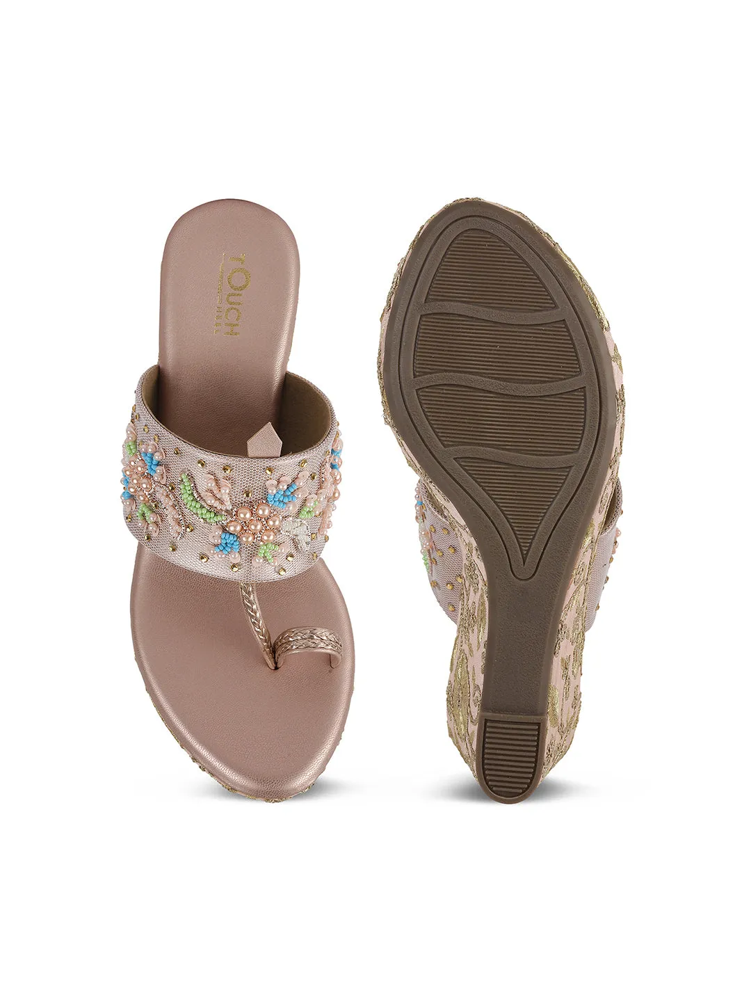 Women Footwear Flatform Heel V Shape Upper Synthetic Bottom Ethnic Wear Sandals