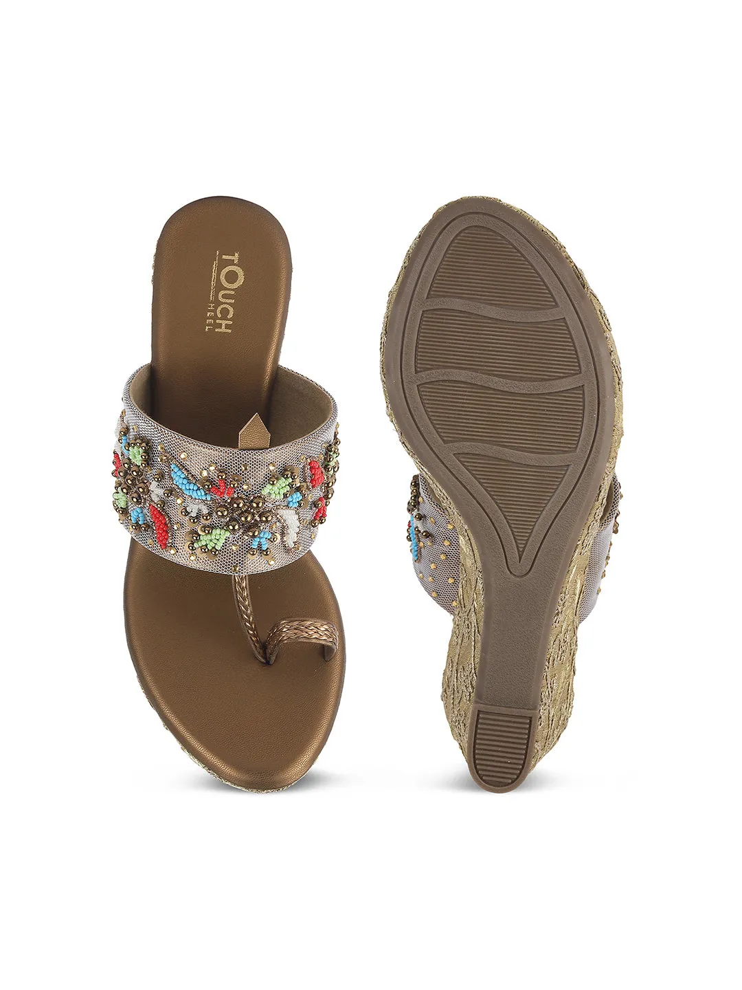 Women Footwear Flatform Heel V Shape Upper Synthetic Bottom Ethnic Wear Sandals