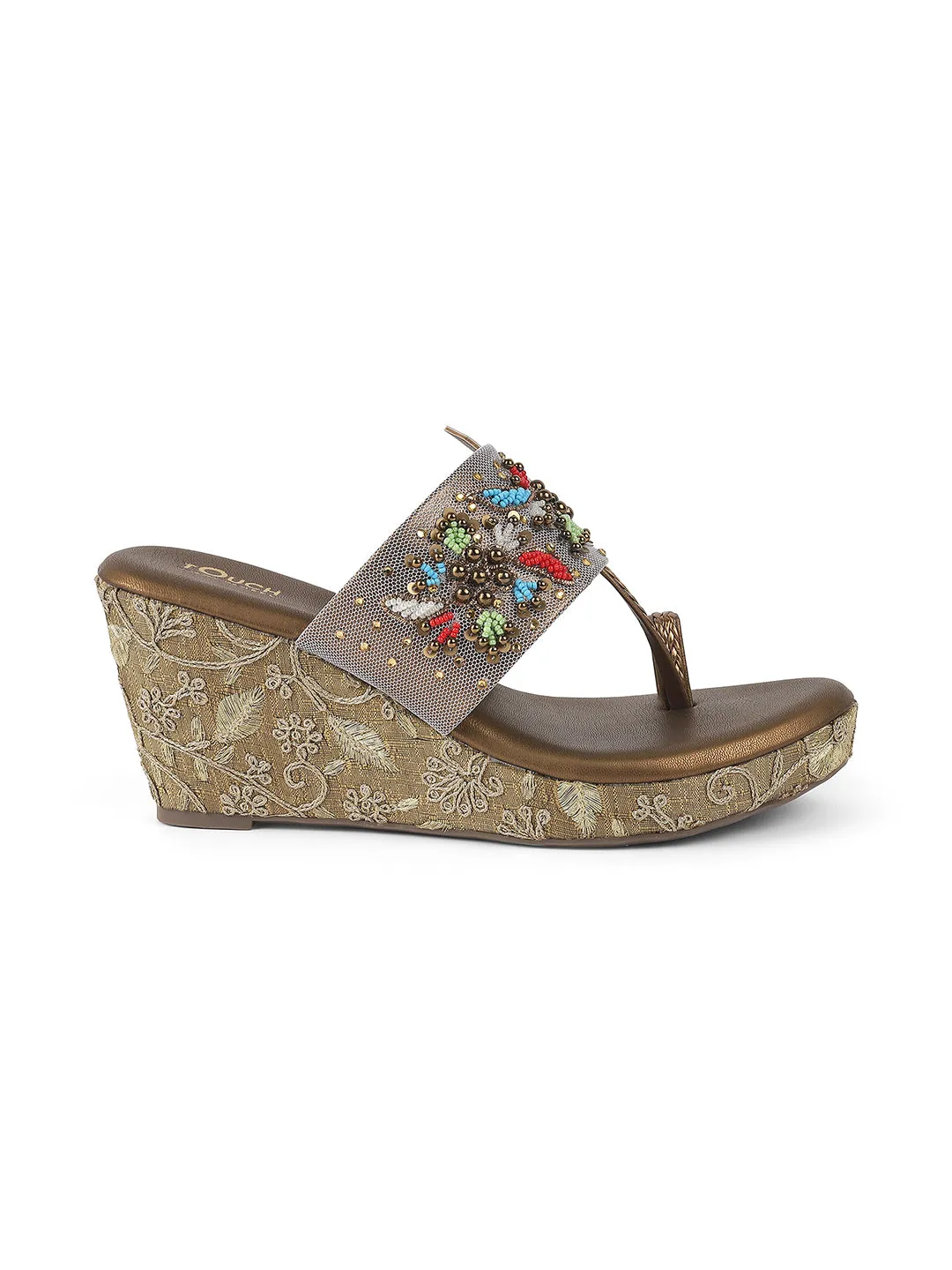 Women Footwear Flatform Heel V Shape Upper Synthetic Bottom Ethnic Wear Sandals
