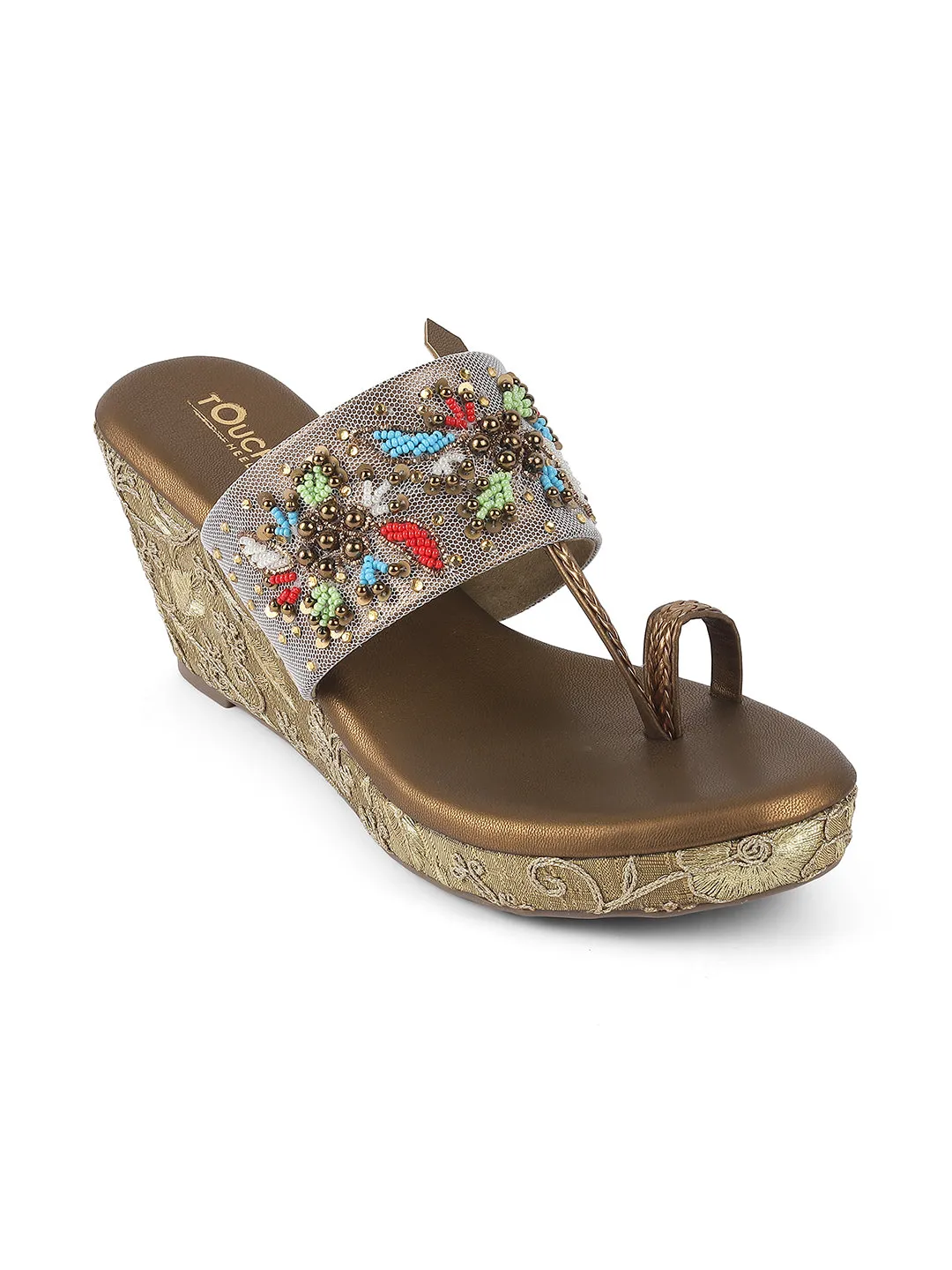 Women Footwear Flatform Heel V Shape Upper Synthetic Bottom Ethnic Wear Sandals
