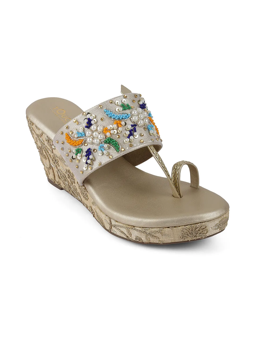Women Footwear Flatform Heel V Shape Upper Synthetic Bottom Ethnic Wear Sandals