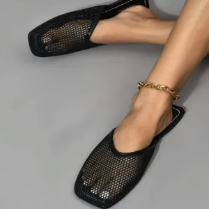 Women Slippers Sexy Mesh Mules Indoor Home Slides Square Toe Female Flats Shoes Outdoor Clogs Beach Sandals