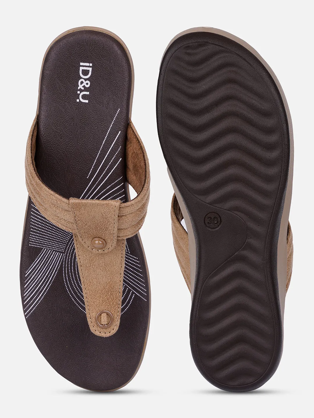 Women's Beige Thong Sandals (IU6002)