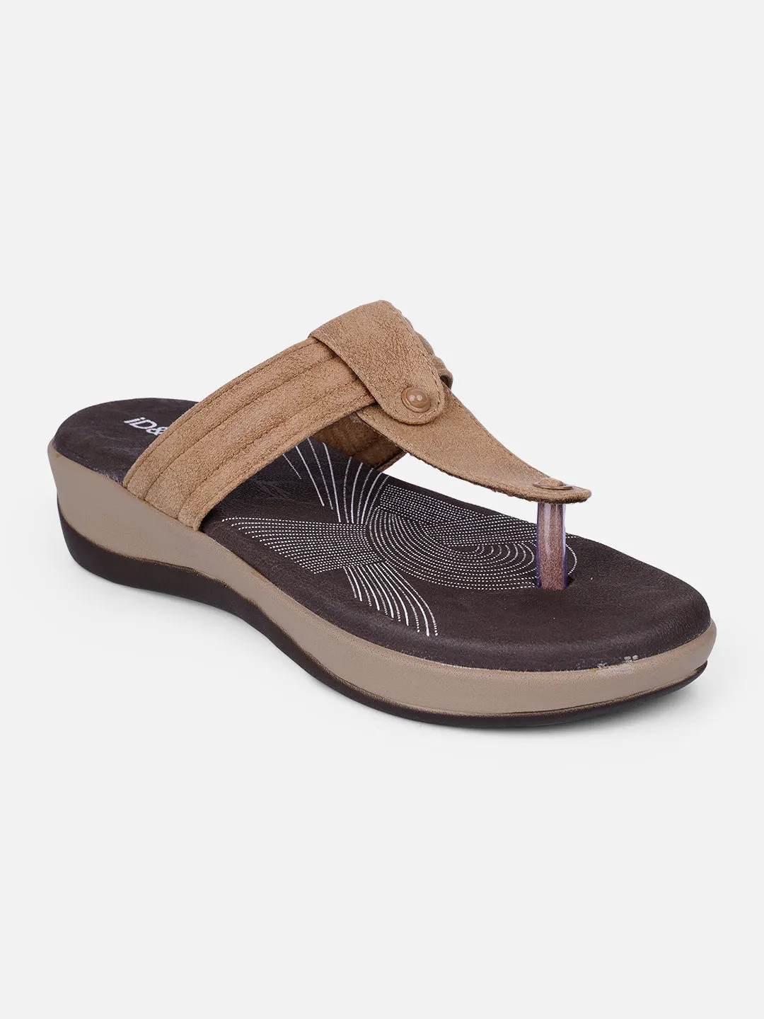 Women's Beige Thong Sandals (IU6002)