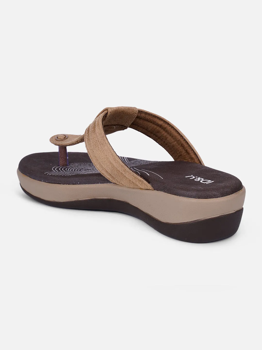 Women's Beige Thong Sandals (IU6002)