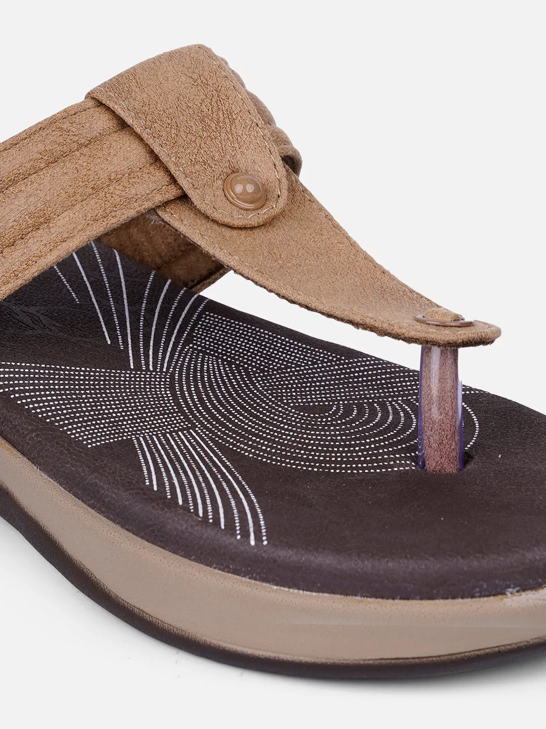 Women's Beige Thong Sandals (IU6002)