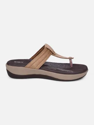 Women's Beige Thong Sandals (IU6002)