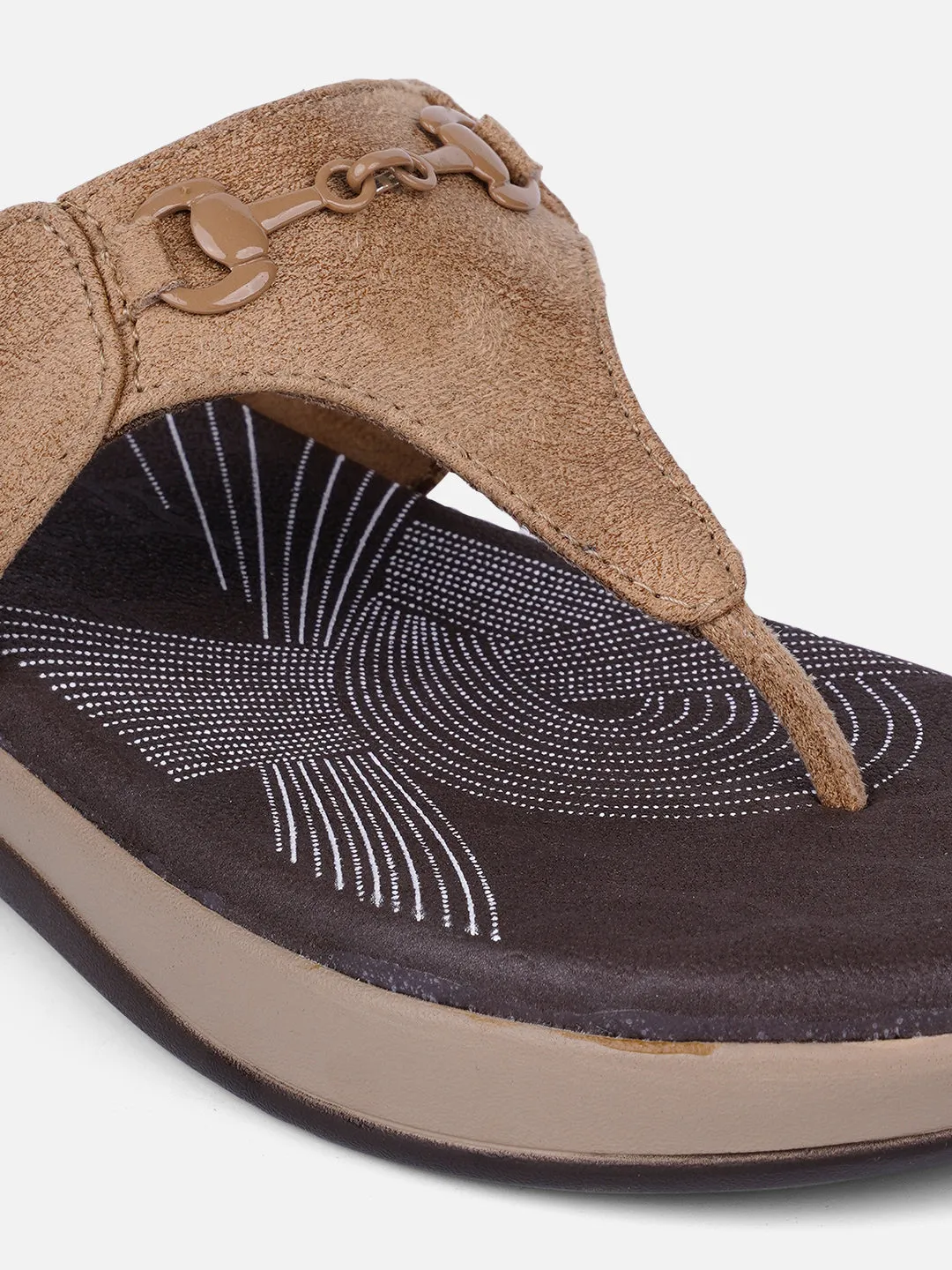 Women's Beige Thong Sandals (IU6003)