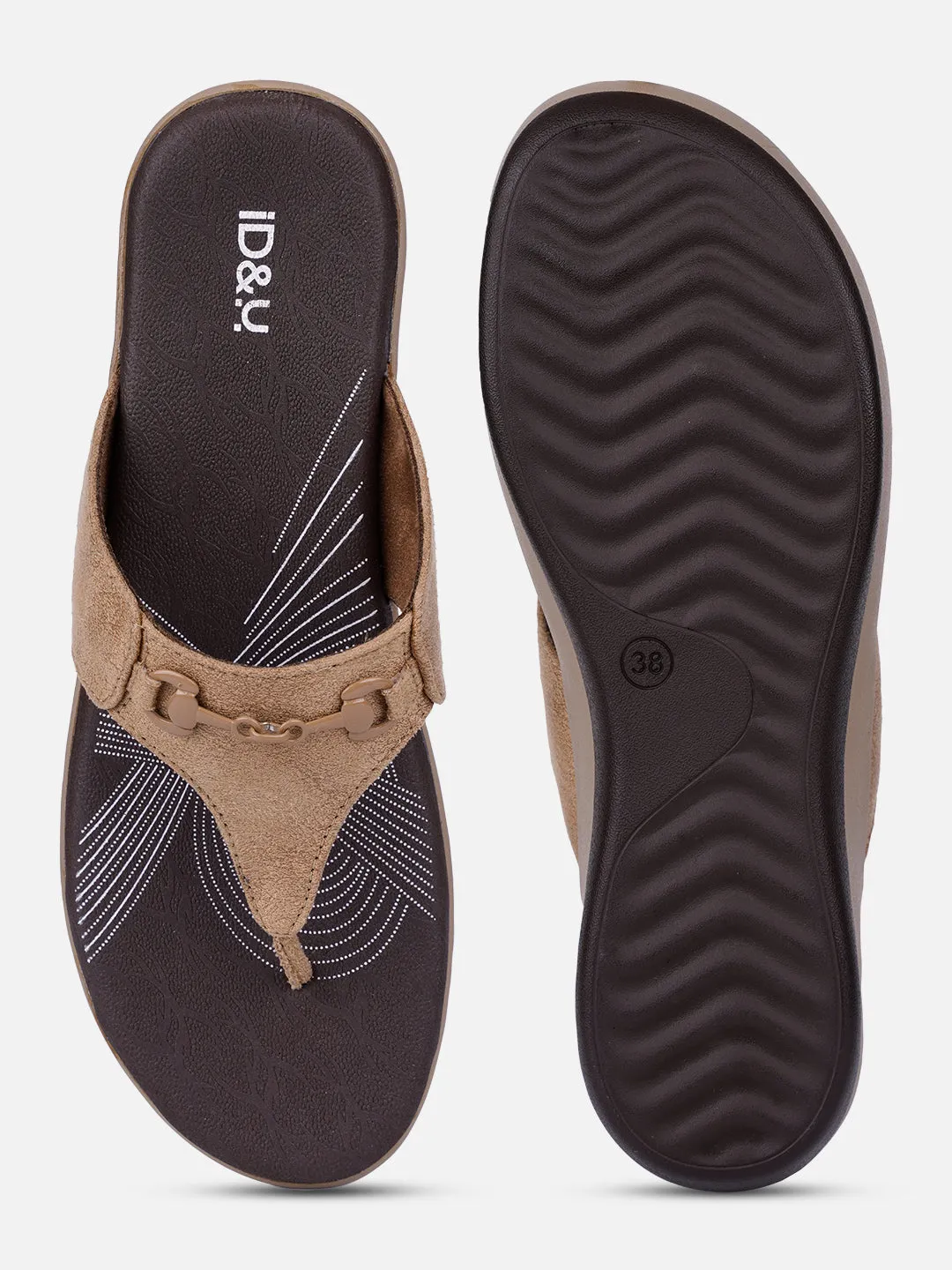 Women's Beige Thong Sandals (IU6003)