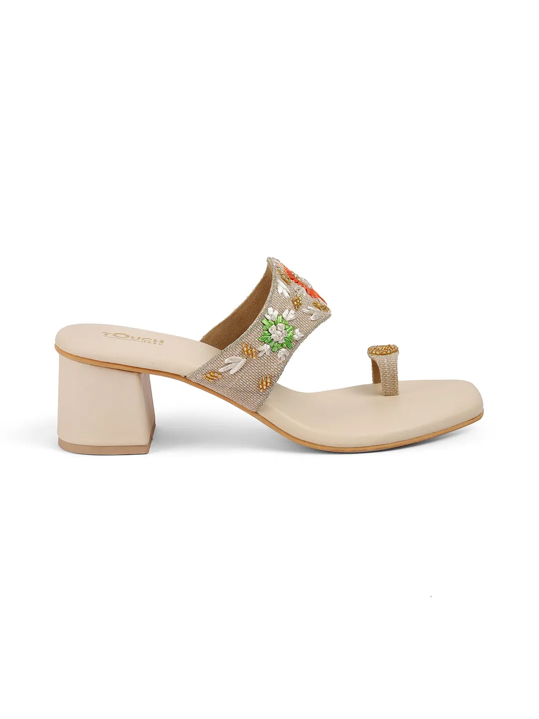 Women's Gold Ethnic wear Block Heel Fashion Sandals