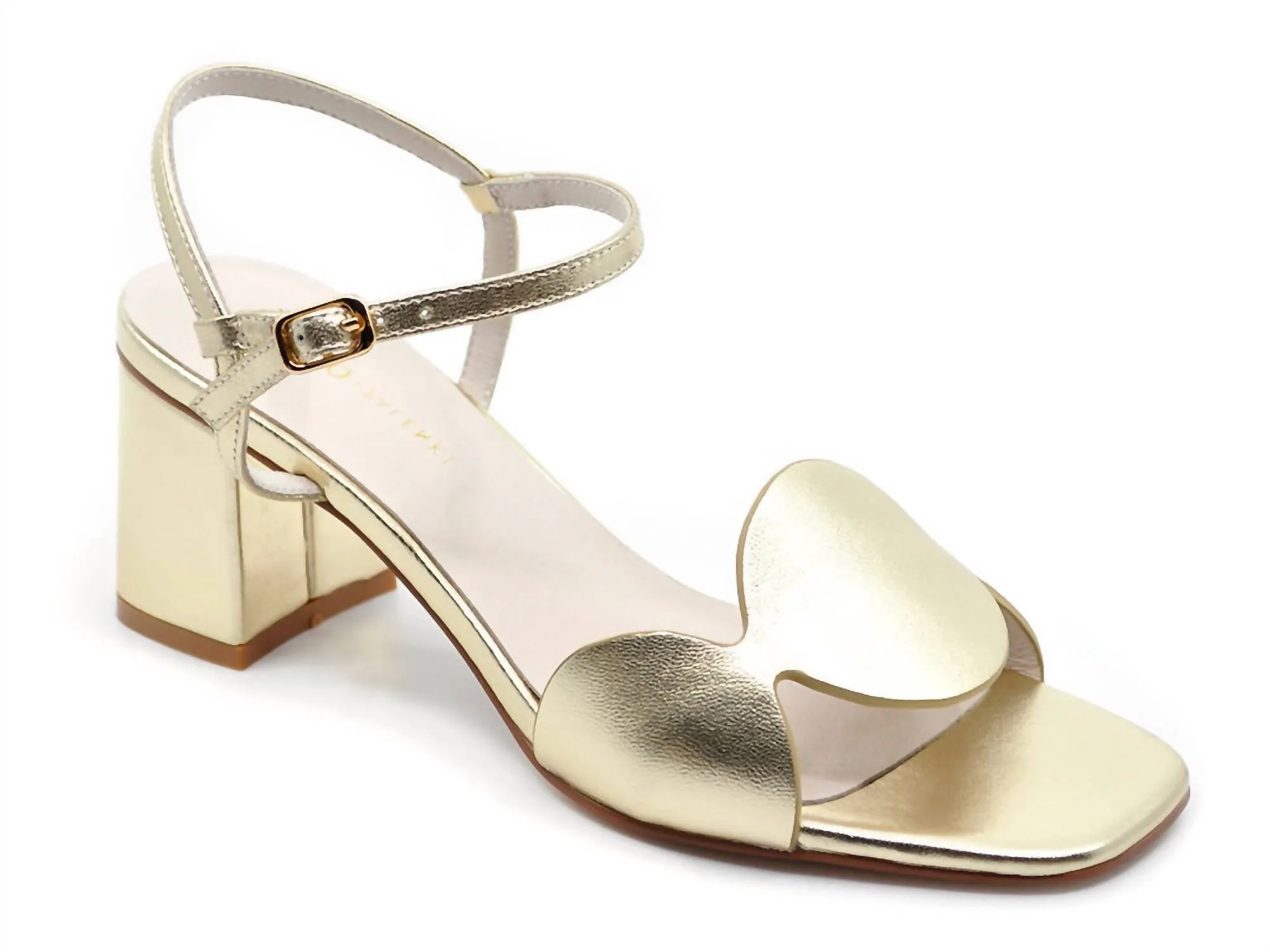 Women's Metallic Leather Sphere Heels In Gold