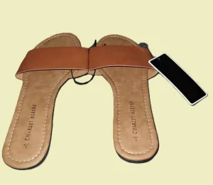 Women's Reflective Gold Flat Bottom Sandals Slides - new with tags
