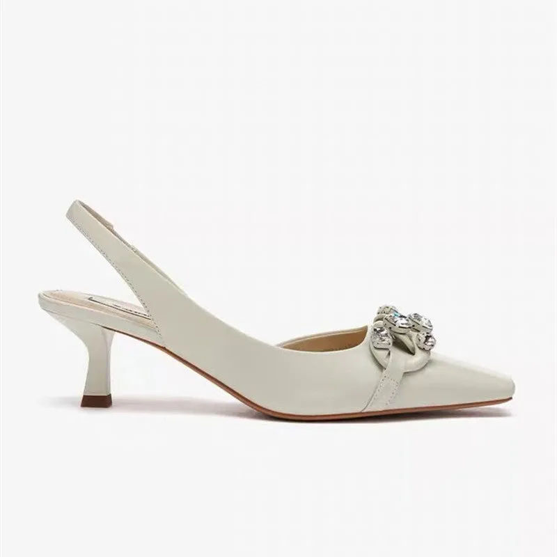 Women's Rhinestone Retro Square Toe Low Heel Sandals