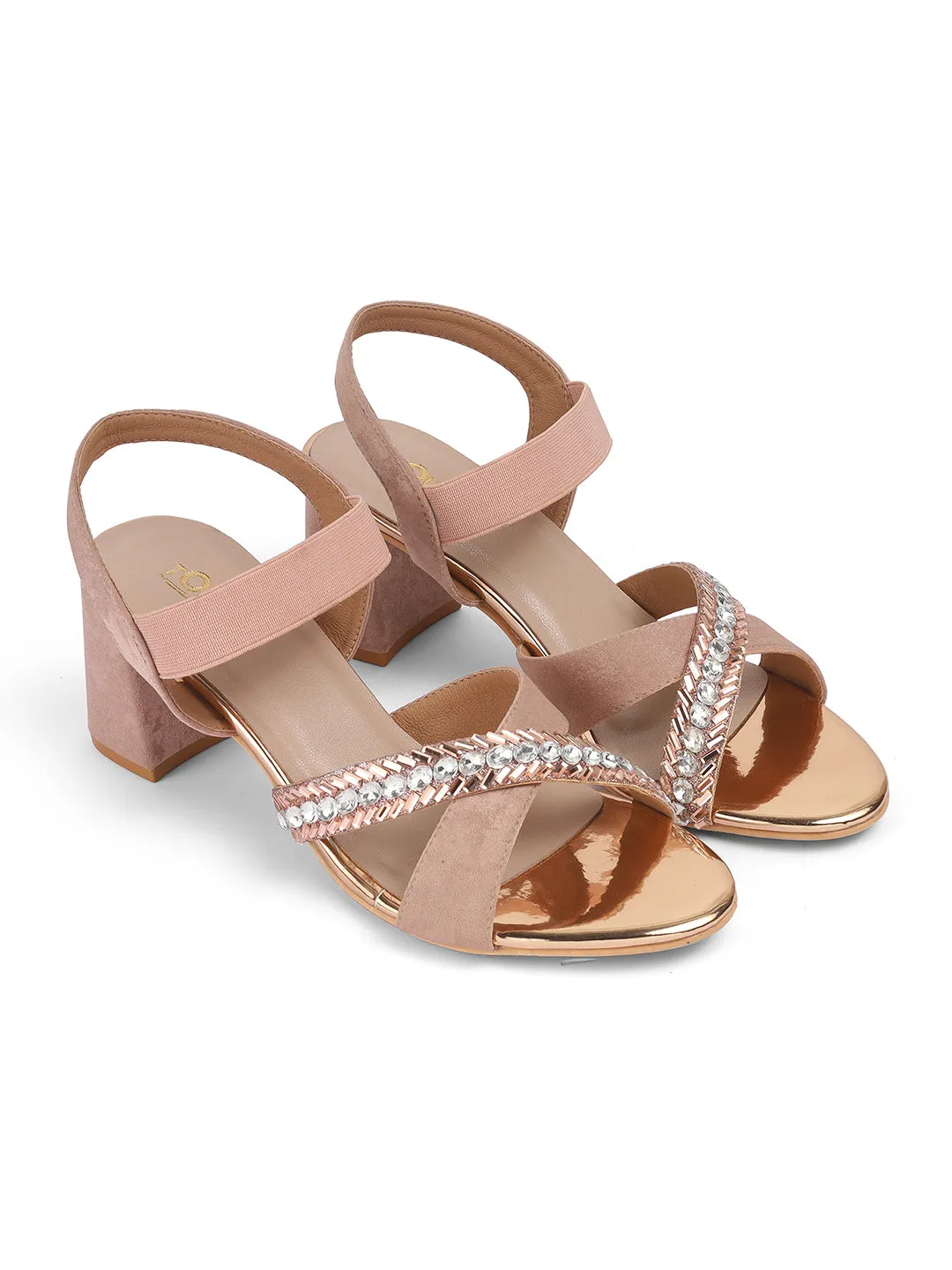 Women's Sequins Block Heels Fashion Sandals for Women & Girls latest Collection & Stylish